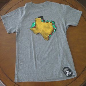 Burlebo Tied to Tex T-Shirt Heathered Gray Taco In the Shape of Texas Size Med